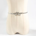 Silver butterfly spring waist chain with sparkling rhinestones for elegant dresses - Butterfly Style (19424) / Silver