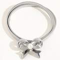 Chaîne de taille élastique argentée avec boucle noeud élégante et perle blanche - Style Nœud Perlé-Argent (19446银色)