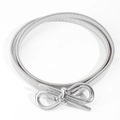 Ceinture élastique en métal argenté avec boucle en forme de nœud poli brillant - Style Nœud-Argent (19448银色)