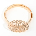Ceinture élastique dorée pour femme avec boucle métallique à motif floral ajouré chic - Style Rétro Ajouré-Or (19449金色)