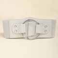Cintura elastica larga argento da donna con eleganti doppi anelli metallici intrecciati - Argento