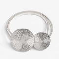 Ceinture élastique en métal argenté pour femme avec boucles rondes et motifs texturés - Argenté