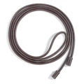 Close-up of thin dark brown PU leather waist rope with fine stitching and smooth texture - Coffee