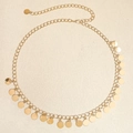 Böhmische Taillenkette aus Goldmetall mit runden Pailletten und verstellbarer Kette - Gold