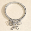 Cintura elastica in metallo argento con fibbia a forma di fiocco a farfalla - Design a Fiocco - Argento (HYY19516)