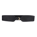 Women's black elastic waist belt with gold pin buckle for dress styling and slimming fit - 85cm / Black
