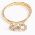 Elegante cintura a catena serpente dorata con fibbia a doppio anello e strass - Oro
