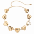 Elegante cintura a catena dorata con maglie a cuore e chiusura a moschettone regolabile - Oro