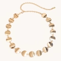 Elegant gold metal chain belt with polished circular discs for women's dresses - Gold