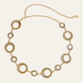 Detailed macro view of vintage golden chain belt with sunburst engraved metal rings - Antique Gold Style (586)
