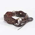 Damen Vintage Taillengürtel aus braunem Leder mit Metallringen und Nieten für Kleider - Bronze Rotbraun