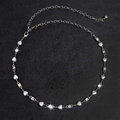 Elegante catena in vita argento con ciondoli a cuore e strass scintillanti per donne - Argento