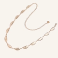 Bohemian gold metal leaf chain belt for women, adjustable waist accessory for dresses - Leaf Style (HYY19605) / Gold