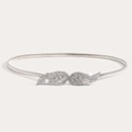 Dettaglio della fibbia ad ala d'argento con strass scintillanti su cintura elastica a molla - Stile Ali d'Angelo (HYY19580 Argento)