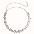 Cintura a catena in argento da donna con fiori in metallo e lunghezza regolabile - Fiore Argento (612 Argento)