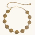 Cintura a catena in metallo dorato vintage con dischi a spirale in rilievo e chiusura regolabile - Stile Disco a Spirale (HYY19561) / Oro Antico