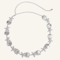 Detail of silver bohemian waist chain with starfish, shell charms and white pearls - Silver (HYY19607)