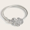 Elegante cintura elastica a molla in argento con fibbia a fiore di rosa in metallo - Argento (Chiusura a Rosa)
