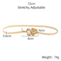 Ceinture élastique en maille serpent dorée avec boucle rose élégante pour robes - Or (Fermoir Rose)