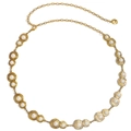 Vintage western gold metal chain waist belt with pearl accents and adjustable lobster clasp - Antique Gold