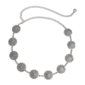 Cintura a catena in metallo argento vintage con incisioni floreali per abiti - Disco Argento Antico