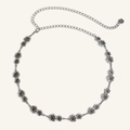 Cintura a catena vintage in metallo argento con maglie a rosa e chiusura regolabile - Rosa Argento Antico