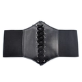 Cintura a corsetto nera classica con lacci vintage e ampia fascia elastica - Nero