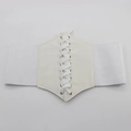 Cintura a corsetto vintage da donna con fascia elastica e allacciatura frontale bianca - Bianco