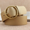 Ceinture femme en similicuir champagne doré avec une grande boucle ronde en métal - Doré