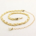 Elegante cintura a catena in metallo dorato con perle bianche e chiusura regolabile - Bianco