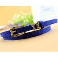 Cintura sottile blu con fiocco, trama struzzo e fibbia in bronzo antico per abiti - Blu Reale