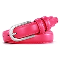Elegante cintura sottile in pelle rosso rosa da donna con fibbia metallica a D argentata - Rosa Rossa