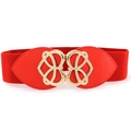 Cintura elastica rossa larga da donna con fibbia a cuore dorata per piumini - 65cm / Rosso