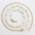 Elegante cinturón de cadena de perlas para mujer con eslabones dorados y detalles de strass - WP175-3