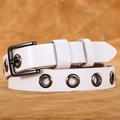 Cintura sottile in pelle bianca con occhielli metallici e fibbia quadrata per donna - Bianco
