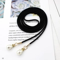 Cadena de cintura de ante negro con elegantes perlas de gota y brillantes diamantes de imitación - Estilo Perla Artificial