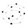 Elegante cadena de metal para cintura con cuentas negras y detalles de strass para vestidos - Negro