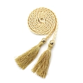 Gevlochten taillekoord voor dames met gouden kwastjes en kralen voor decoratie - Beige