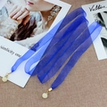 Cintura in chiffon blu reale con pendenti di perle per abiti eleganti da donna - Blu