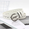 Ceinture blanche en similicuir avec découpes en étoile et boucle ronde en métal - Blanc