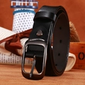 Classic black leather men's belt with a gunmetal silver buckle and buckle holes - Black Buckle Black