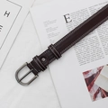 Classic dark brown PU leather belt featuring white double stitching and a gunmetal buckle - Coffee