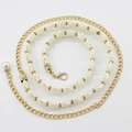 Cadena de cintura dorada elegante con perlas espirales blancas y brillantes - WP175-1