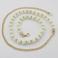 Elegante cinturón de cadena dorada con perlas sintéticas y pedrería brillante para mujer - WP175-4