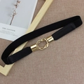 Elastischer schwarzer Taillengürtel für Damen mit goldener Metall-Ringschnalle - 85cm / Schwarz
