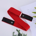 Cintura elastica invisibile rossa con estremità in finta pelle nera e bottone automatico - Rosso