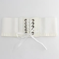 Cintura elastica larga da donna bianca con lacci stile corsetto e bordo a balze - Bianco
