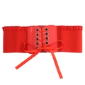 Cintura a corsetto elastica rossa larga da donna con lacci e bordi con volant - Rosso