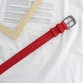 Classic red frosted faux leather belt for women with silver buckle and metal eyelets - Red