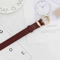 Ceinture chic en cuir rouge foncé avec une boucle dorée ovale pour femme minimaliste - Brun Rouge